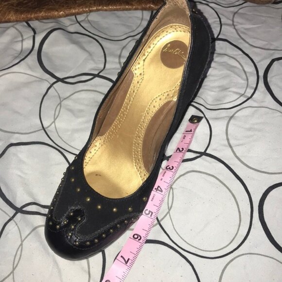 Sam Edelman Shoes Women's 8.5 Narrow Heel 3.5'' Black Suede/ Leather Studs EUC - Picture 6 of 8